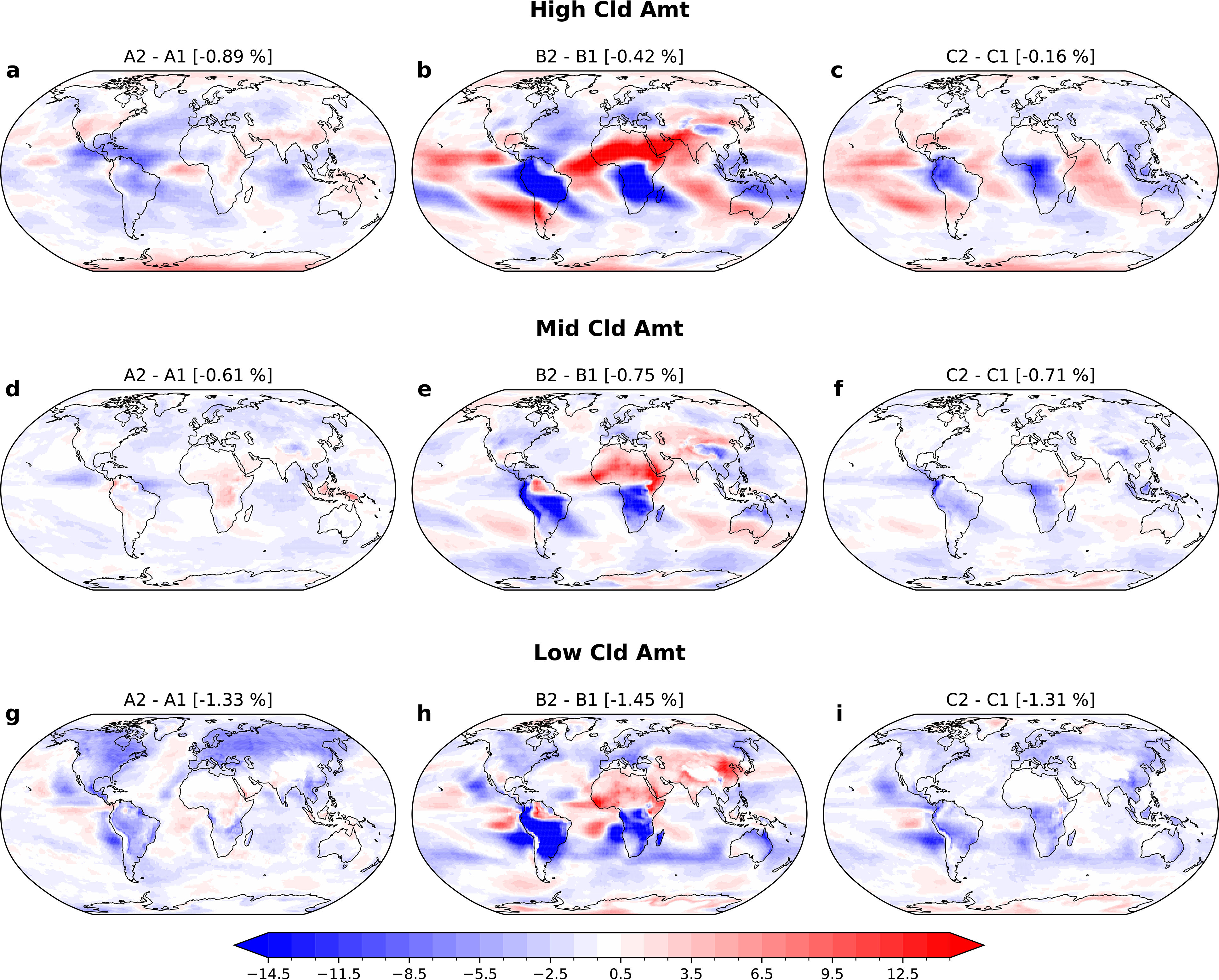 Figure 4 maps of radiative adjustments for multiple experiment pairs